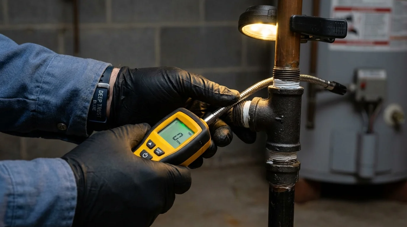 Gas leak detection with electronic sniffer by Johns Plumbing LLC in Ellisville
