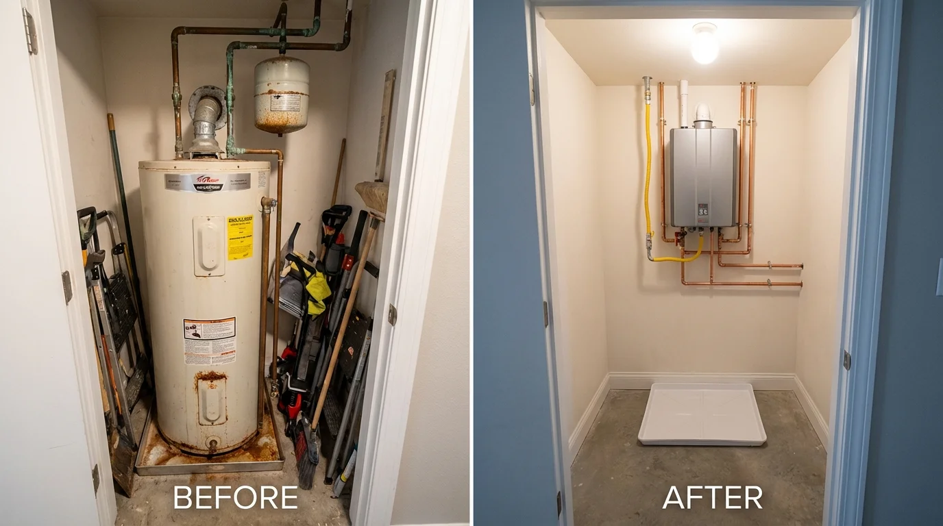 Tank water heater versus wall-mounted tankless unit comparison for Ellisville, MS homeowners